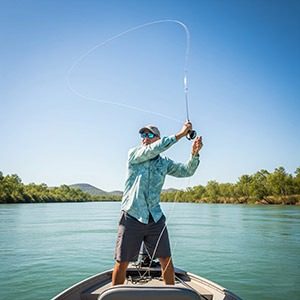Fly fishing in the Top End from a small boat